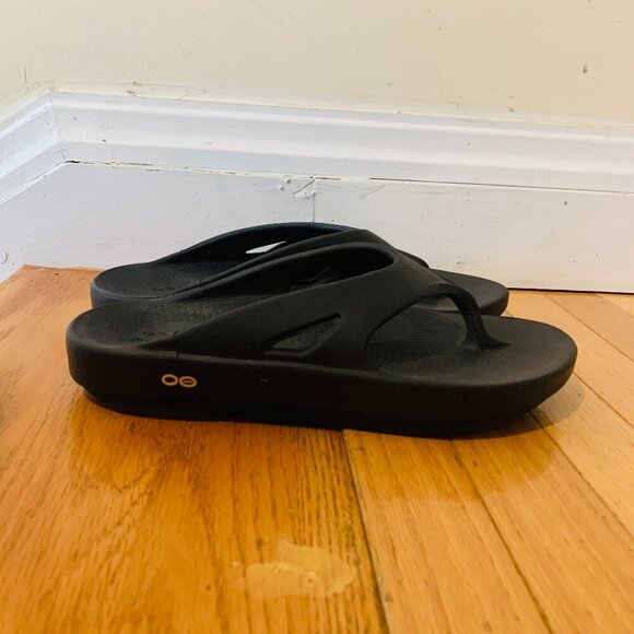 OOFOS OOriginal Sandals Navy Blue Mens 11 Womens 13 Thong Flip Flop - Picture 3 of 16